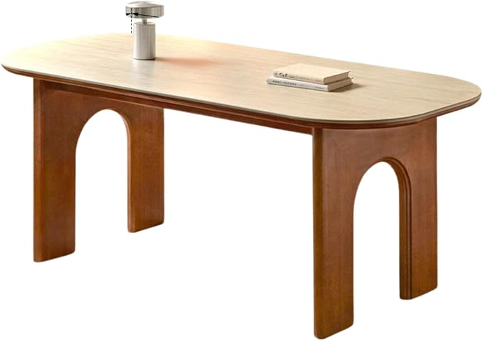 GVAwood Poplar, Birch Solid Wood Rock French Retro Dining Table 62.9x31.4x29.9 inch / 160.4x80.4x76.2 cm/Natural Wood Color/Poplar Travertine Slab Dining Table