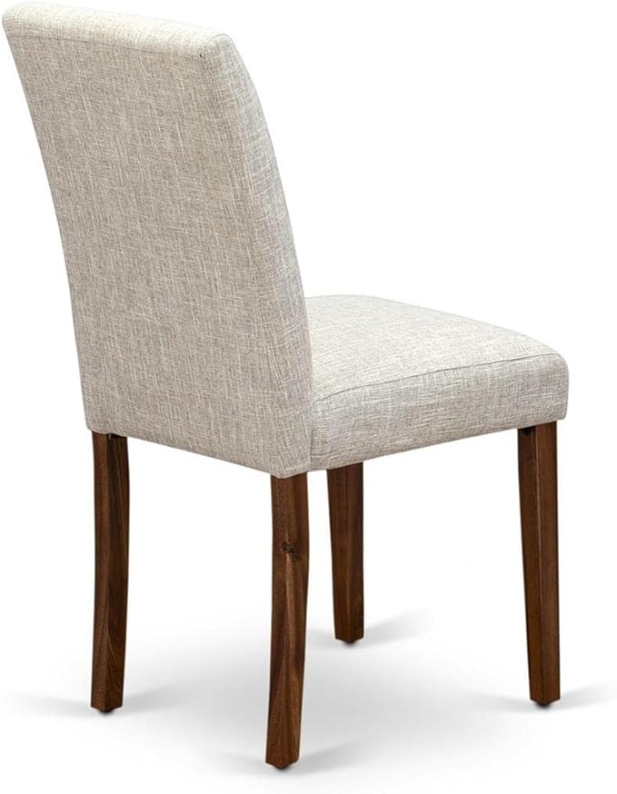 East West Furniture ABPNT35 Abbott Classic Parson Chairs - Doeskin Linen Fabric Padded Dining Chairs, Set of 2, Natural