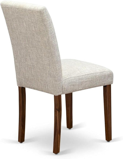 East West Furniture ABPNT35 Abbott Classic Parson Chairs - Doeskin Linen Fabric Padded Dining Chairs, Set of 2, Natural