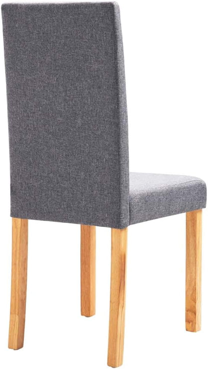 6-Piece Dining Chairs Set Light Gray Fabric Upholstered with Rubber Wood Frame for Kitchen Dining Room Modern Farmhouse Furniture