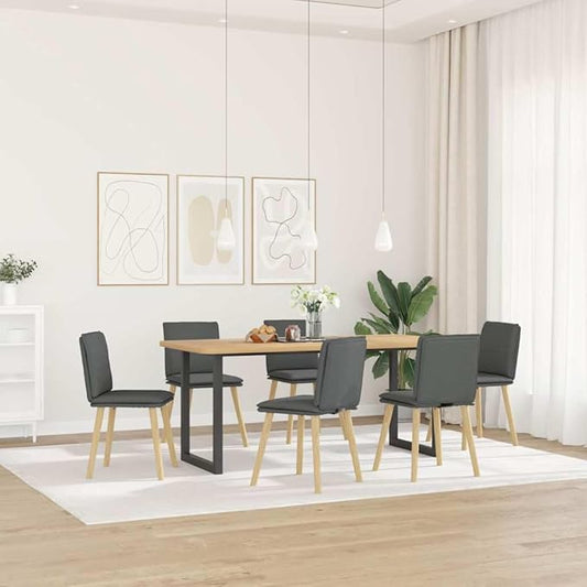 6-Piece Dark Gray Fabric Dining Chairs Set with Metal-Wood Frame, Comfortable Modern Kitchen Living Room Furniture, Sturdy Foam Padded Seats for Dining Room, Farmhouse, Home Decor