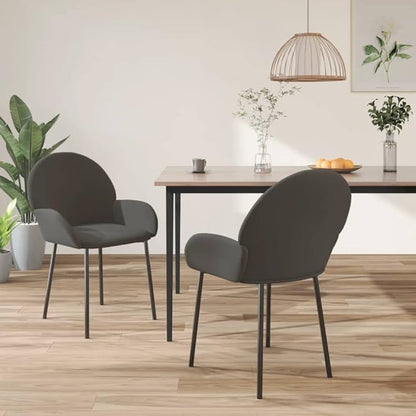 Dark Gray Velvet Dining Chairs Set of 2 Modern Accent Chairs with Metal Frame, Ergonomic Backrest for Kitchen Dining Room Bedroom Vanity Area