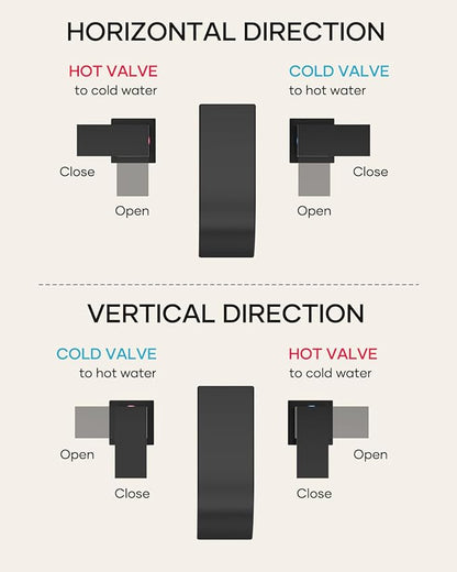 AVSIILE Matte Black Waterfall Bathroom Faucet 3 Hole, 8 Inch Widespread Modern 3 Piece Bathroom Sink Faucet, Touch On Lavatory Faucet for Vanity RV Restroom, Curved Spout