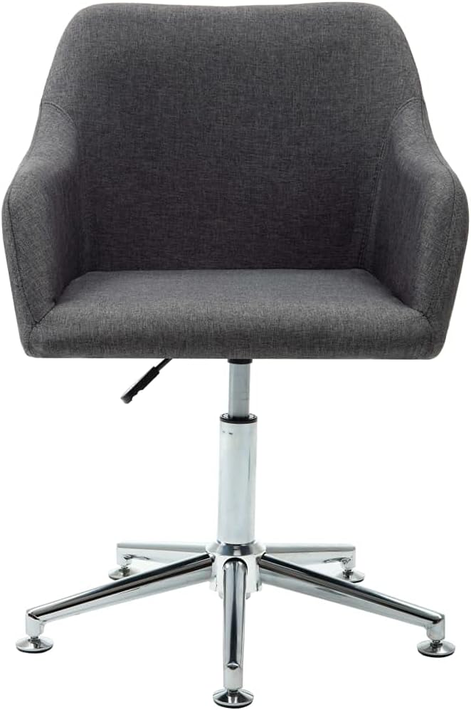 Modern Swivel Dining Chair Dark Gray Fabric Upholstered Adjustable Height 360 Rotation Ergonomic Design for Kitchen Living Room Bedroom Office
