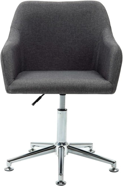 Modern Swivel Dining Chair Dark Gray Fabric Upholstered Adjustable Height 360 Rotation Ergonomic Design for Kitchen Living Room Bedroom Office