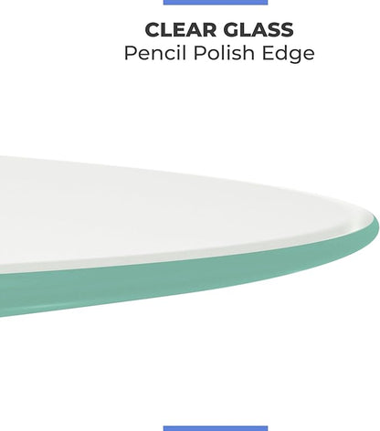 36" Inch Round Glass Table Top 3/8" Thick Pencil Polish Edge Tempered by Fab Glass and Mirror