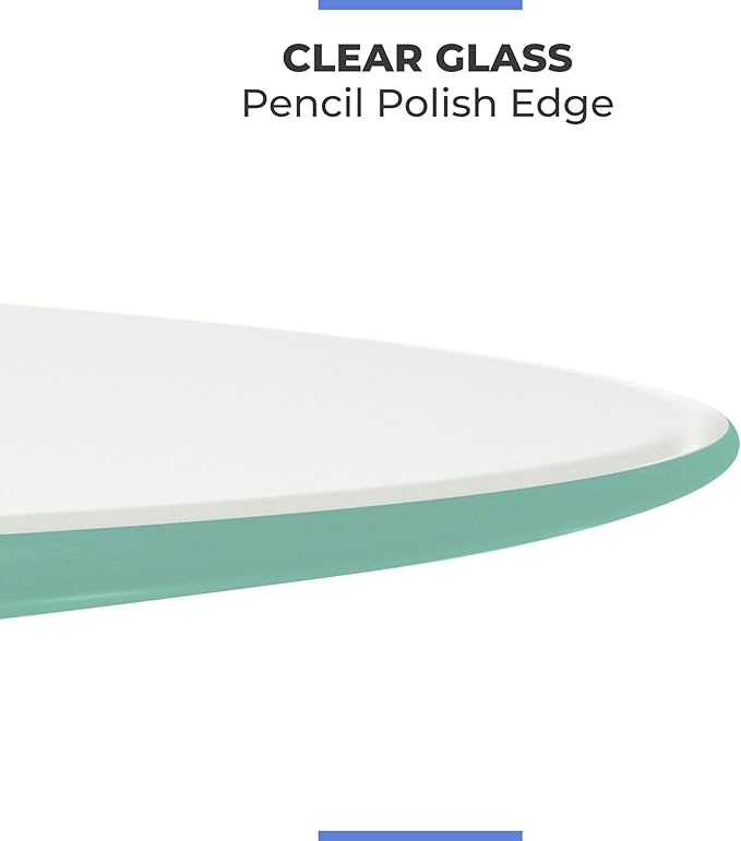 24" Inch Round Glass Table Top 3/8" Thick Pencil Polish Edge Tempered by Fab Glass and Mirror
