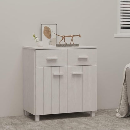 White Sideboard Buffet Cabinet 31.1 x 15.7 x 31.5 in Solid Pine Wood Matte Modern Storage Credenza with Drawers for Living Room Dining Kitchen