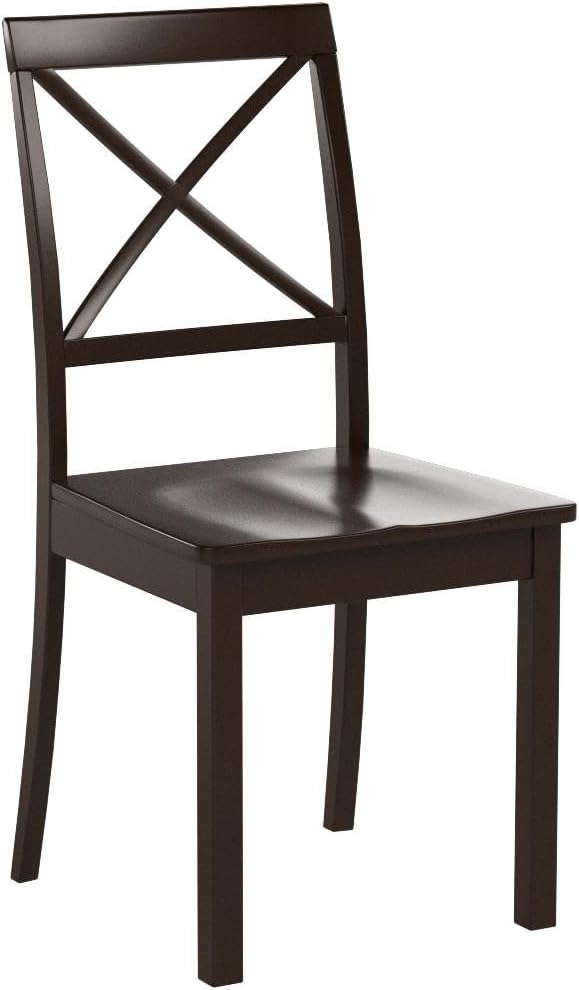 East West Furniture BOC-CAP-W Boston Dining Room Chairs - Cross Back Solid Wood Seat Chairs, Set of 2, Cappuccino