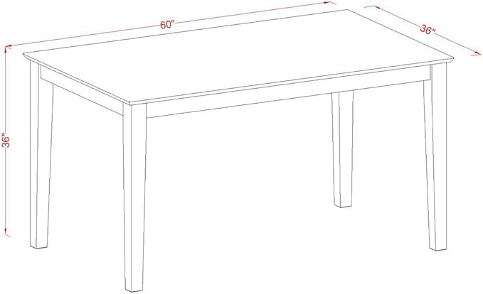 East West Furniture CACL5-LWH-W 5 Piece Kitchen Table Set for 4 Includes a Rectangle Dining Room Table and 4 Solid Wood Seat Chairs, 36x60 Inch, Linen White