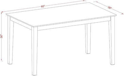 East West Furniture CACL5-LWH-W 5 Piece Kitchen Table Set for 4 Includes a Rectangle Dining Room Table and 4 Solid Wood Seat Chairs, 36x60 Inch, Linen White
