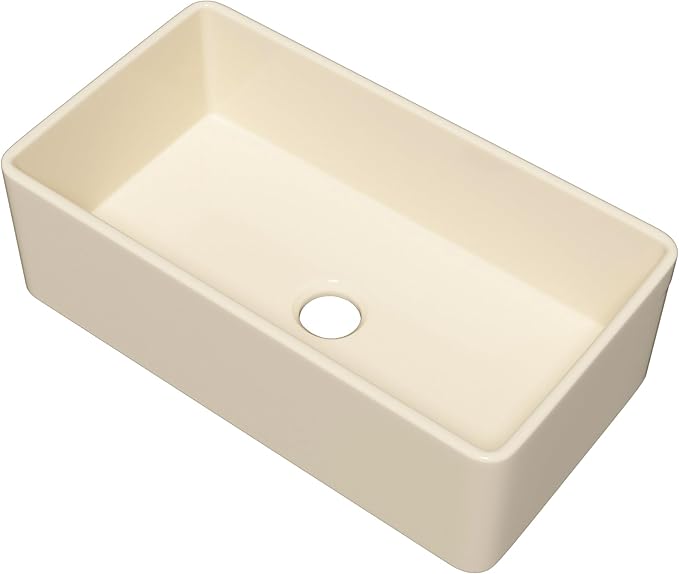 Miuara Bone Farmhouse Sink 33 Inch - Apron Front Kitchen Sink Reversible 33x18x10, Undermount Installation, Farm House Style Single Bowl, Heavy Duty Solid Fireclay, Bone Color, for Kitchen