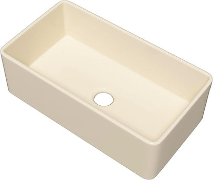 Miuara Bone Farmhouse Sink 33 Inch - Apron Front Kitchen Sink Reversible 33x18x10, Undermount Installation, Farm House Style Single Bowl, Heavy Duty Solid Fireclay, Bone Color, for Kitchen