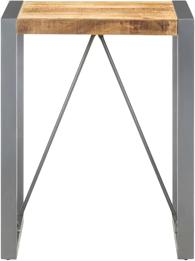 Small Dining Table 23.6" Natural Mango Wood & Steel Legs, Square Industrial Kitchen Table for 2 People, Compact Breakfast Bar Dining Room Table Set Corner, Easy Assembly