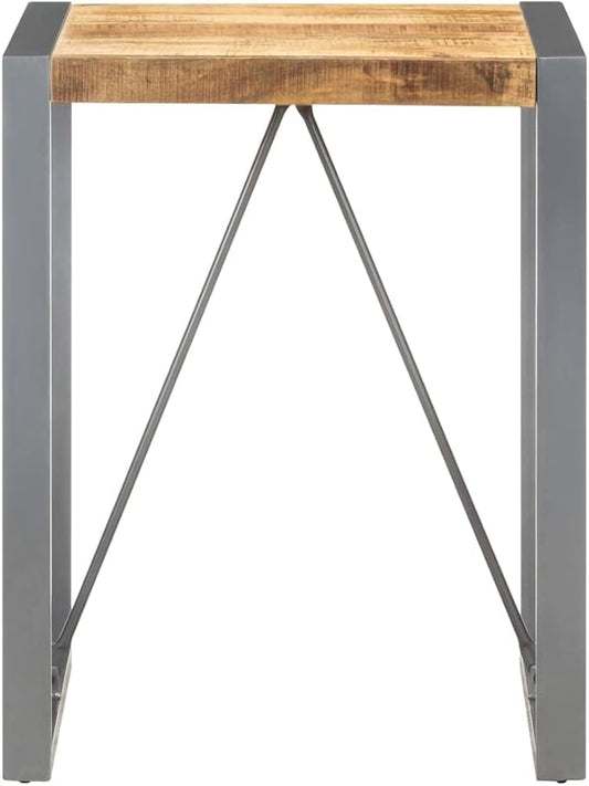 23.6" Industrial Square Dining Table, Mango Wood Top, Steel Legs, Small for 2