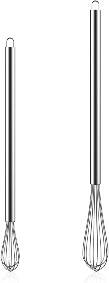 NileHome Mini Whisks Stainless Steel Whisk Set 9" 11"Kitchen Small Wisk Balloon Wire Tiny Whisks for Cooking, Whisking, Blending, Beating, Stirring 2 Pack