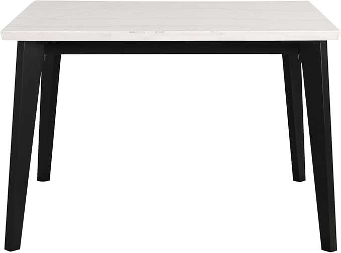 Furniture of America Isolde Contemporary 54-inch Marble Top Square Counter Height Dining Table with Tapered Legs, Easy Assembly for Home Kitchen, Living Room, Dinettes, Black and White