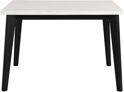 Furniture of America Isolde Contemporary 54-inch Marble Top Square Counter Height Dining Table with Tapered Legs, Easy Assembly for Home Kitchen, Living Room, Dinettes, Black and White