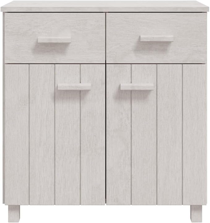 White Sideboard Buffet Cabinet with Storage, Solid Pine Wood Countertop, 31.1 x 15.7 x 31.5 in, Modern Console Table for Coffee Station, Dining Room, Kitchen or Entryway