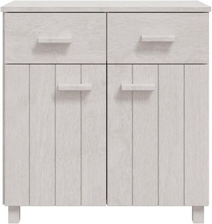 White Sideboard Buffet Cabinet with Storage, Solid Pine Wood Countertop, 31.1 x 15.7 x 31.5 in, Modern Console Table for Coffee Station, Dining Room, Kitchen or Entryway