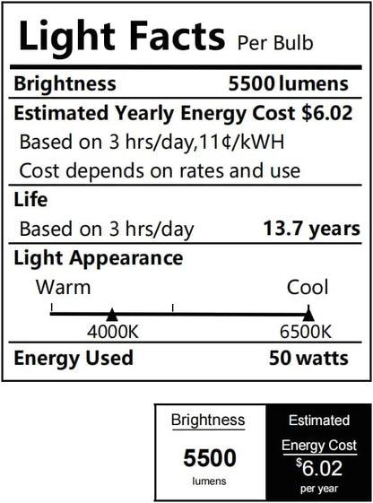 BBOUNDER 6 Pack 4FT LED Wraparound Light with 3CCT Selectable, 4000K/5000K/6500K, Super Bright 5500LM 50W 4 Foot Fluorescent Light Fixture, Flush Mount Office Ceiling Light for Kitchen Garage, White
