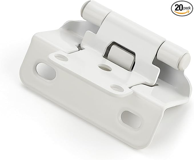 Ravinte 20 Pack 10 Pairs Semi-Overlay 1/2 inch Self-Closing Face Frame Cabinet Hinges White Half Wrap-Around Kitchen Door Hinges Face Mount Cabinet Hardware