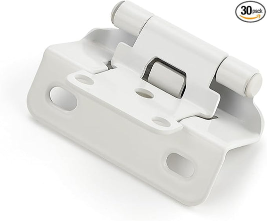 Ravinte 30 Pack 15 Pairs Semi-Overlay 1/2 inch Self-Closing Face Frame Cabinet Hinges White Half Wrap-Around Kitchen Cupboard Door Hinges Face Mount Cabinet Hardware