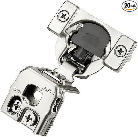 20 Pack 10 Pairs 1-5/16 inch Overlay Soft Close Hinges for Kitchen Cabinet Hinges Satin Nickel Hidden Hinges Stainless Steel Concealed Hinge self Closing