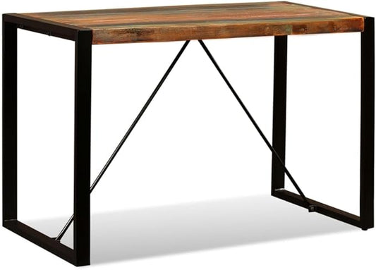 47.2" Reclaimed Wood Dining Table Industrial Style Kitchen Island Table with Steel Legs for Small Spaces, Narrow Console, Dinning Room Furniture