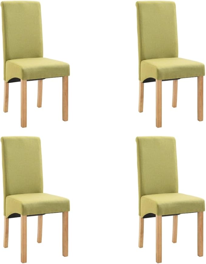Dining Chair Set of 4 Green Fabric and Wood Ergonomic Chairs for Dining Room Kitchen and Living Room