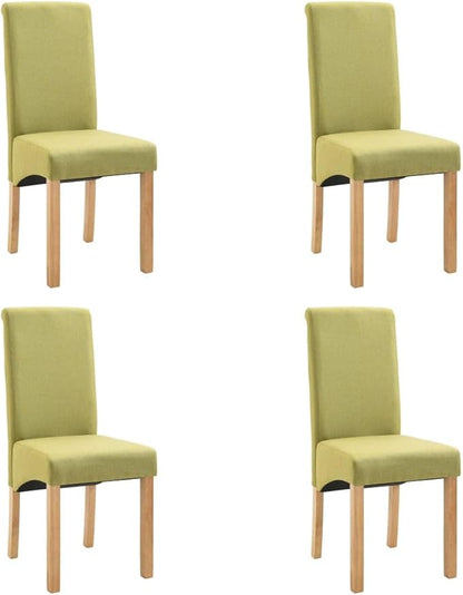 Modern Farmhouse Dining Chairs Set of 4 Green Fabric Upholstered Wooden Frame Accent Chairs for Kitchen Living Room Comfortable Furniture