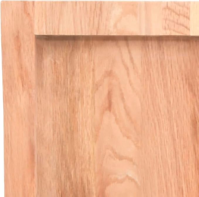 Solid Oak Square Live Edge Table Top 23.6x23.6x1.6 in Brown Varnished Wood Butcher Block Countertop for Dining Kitchen Desk Bar
