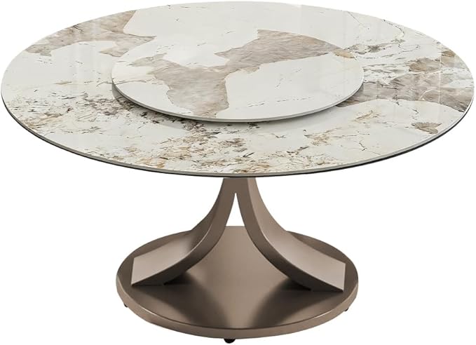 Modern Sintered Stone Dining Table for 4-6, Luxury Rectangular Kitchen Dinette with Faux Marble Top & Heavy-Duty Metal Legs, Heat-Resistant Furniture for Dining Room (59")