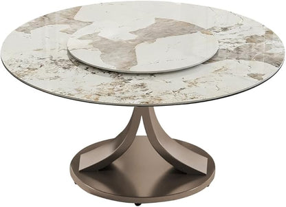Modern Sintered Stone Dining Table for 4-6, Luxury Rectangular Kitchen Dinette with Faux Marble Top & Heavy-Duty Metal Legs, Heat-Resistant Furniture for Dining Room (59")