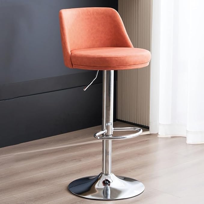 PU Leather Adjustable Stools - Swivel Armless Counter for Kitchen Island, Dining Room &,/Orange B-One Size