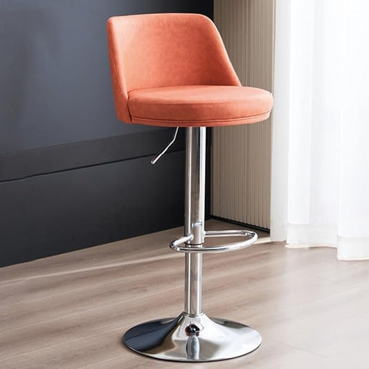 PU Leather Adjustable Stools - Swivel Armless Counter for Kitchen Island, Dining Room &,/Orange B-One Size