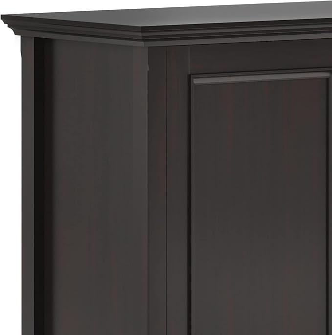 SIMPLIHOME Amherst 60-inch Wide Solid Wood 3-Door Storage Cabinet in Hickory Brown, Transitional-Style Buffet Sideboard for Living Room, Dining Room or Entryway