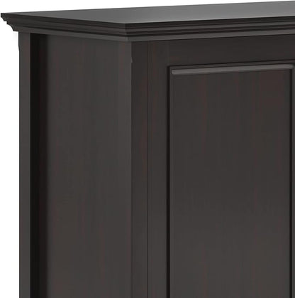 SIMPLIHOME Amherst 60-inch Wide Solid Wood 3-Door Storage Cabinet in Hickory Brown, Transitional-Style Buffet Sideboard for Living Room, Dining Room or Entryway