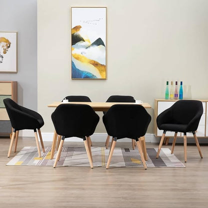 Set of 6 Black Fabric and Solid Wood Dining Chairs Ergonomic Design Modern Style for Dining Room Kitchen Living Room Furniture