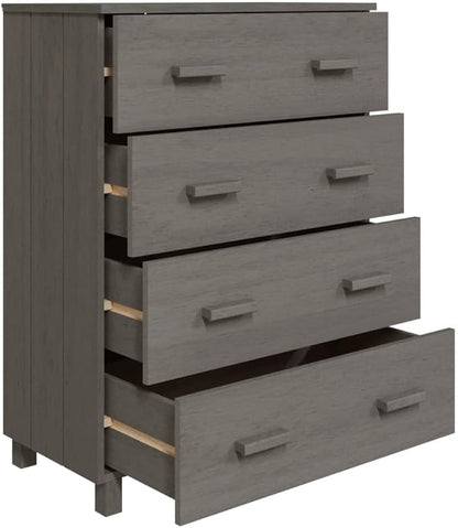 Light Gray Solid Pine Wood Sideboard, Modern MDF Medium Buffet Cabinet with 4 Drawers, 15.7x31.1x40.7 Inch Storage for Living Room, Dining Room Kitchen Furniture
