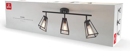 Globe Electric 64000005 25" 3-Light Track Lighting, Matte Black, Pivoting Track Heads, Lighting for Kitchen, Bathroom, Bedroom, or Dining Room, Living Room Ceiling Lights, Light Fixture