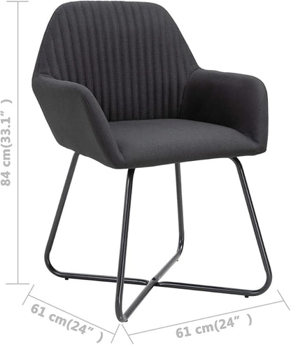 Modern Dining Chairs Set of 2 Black Fabric Upholstered Kitchen and Living Room Chairs with Sturdy Steel Legs for Farmhouse, Bistro, or Restaurant Style