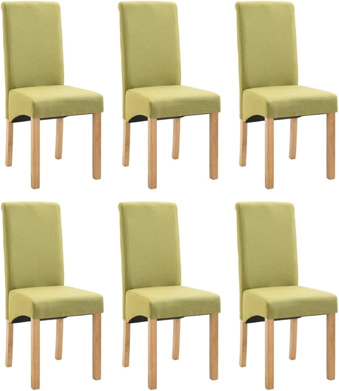 Modern Green Fabric Dining Chairs Set of 6 Wooden Frame Comfortable Seating for Kitchen Dining Room Living Room Farmhouse Decor