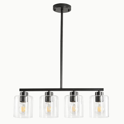 4-Light Kitchen Island Lighting, Black Pendant Light Fixture, Farmhouse Dining Room Light Fixtures Over Table, Modern Hanging Light Fixtures with Clear Glass, E26 Base, Bulbs Not Included