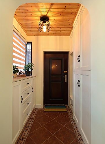 KOONTING Retro Vintage Industrial Flush Mount Ceiling Light, Mini Painting Metal Pendant Light Ceiling Light Fixture for Hallway Stairway Bedroom Kitchen, Black.