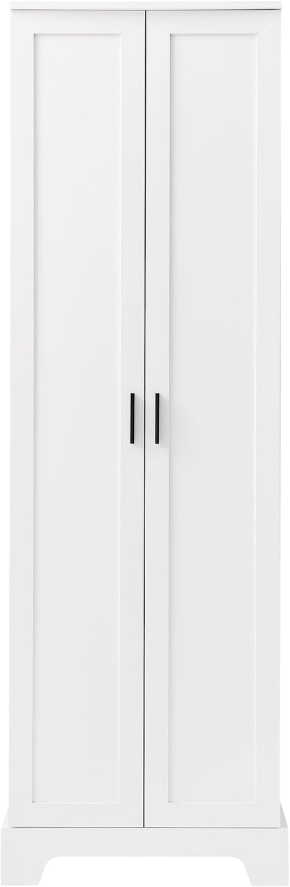 Favfurish 71" Tall Bathroom Storage Cabinet with Doors, Modern Linen Cabinets w/Adjustable Shelves & Anti-Tipping Device, Easy Assembly, Freestanding Organizer for Dining Room,Kitchen,Office,White