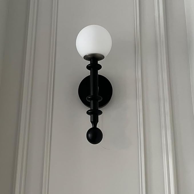 Vintage Wood Wall Sconce Globe Glass Wall Lamp with Pull Chain Switch, Farmhouse Bedside Aisle Deco Lighting Fixture Retro Modern Wooden Wall Light for Living Room Hallway Stairs, E27