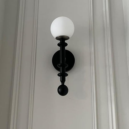 Vintage Wood Wall Sconce Globe Glass Wall Lamp with Pull Chain Switch, Farmhouse Bedside Aisle Deco Lighting Fixture Retro Modern Wooden Wall Light for Living Room Hallway Stairs, E27