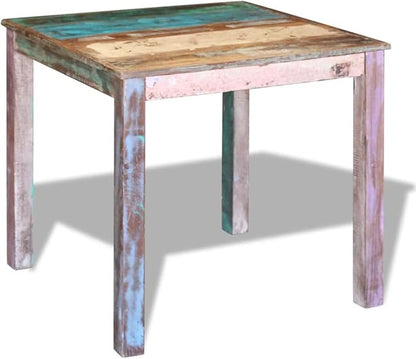 Small Dining Table 32.3 x 31.5 x 29.9 in Solid Reclaimed Wood Rectangular Vintage Kitchen Table Seats 4 Compact Rustic for Dining Room Small Spaces Apartment