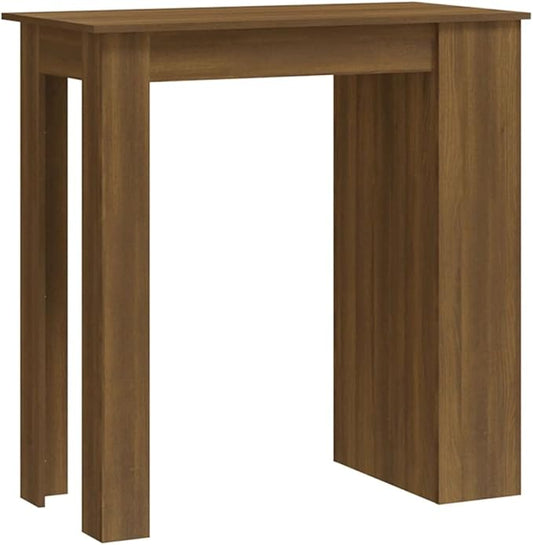 Modern Brown Oak Bar Table 40.7" H Rectangular Counter Height Dining Table Engineered Wood with 3 Storage Shelves for Kitchen Apartment Living Room